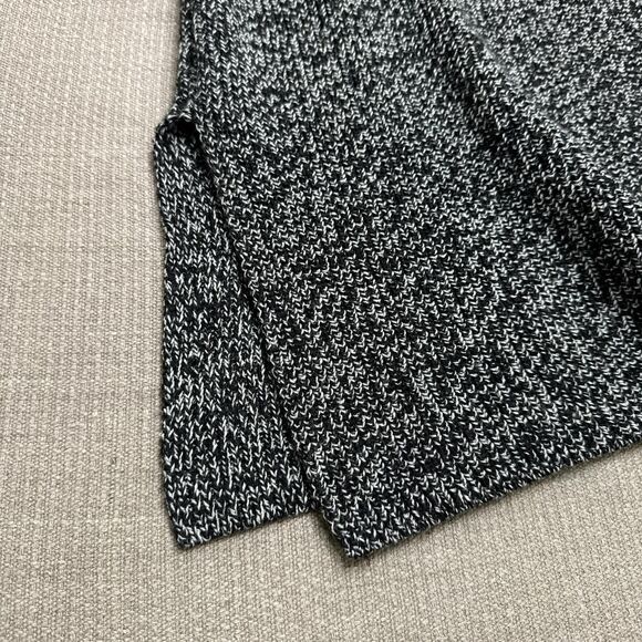 Athleta B&W Marled Knit Deep V Neck Raglan Merino Wool Sweater Side Slits Sz L - Picture 4 of 7